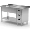 Edelstahl Gastro-Spültisch Mit Ablagefach & 3 Schubladen (Becken Links) | AISI 430 Qualität | HxBxT 85x160x60