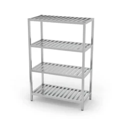 Edelstahl Gastro-Lagerregal Mit 4 Grätingfächern | AISI 430 Qualität | HxBxT 180x90x50